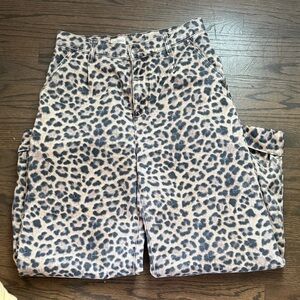 Pilcro Bottoms Wide Leg Denim Leopard Print Womans 27